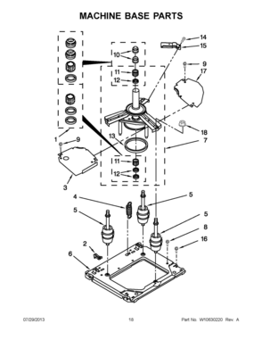 09 - MACHINE BASE PARTS Diagram and Parts List for YLTE5243DQB  Whirlpool Washer Dryer Combo