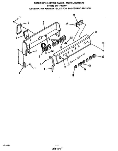 Backguard Diagram and Parts List for F9208*0  Roper Range