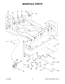 05 - Manifold Parts Diagram and Parts List for KFGG500EBS9  Whirlpool Range