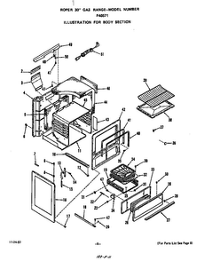 Body Diagram and Parts List for F4057*1  Roper Range