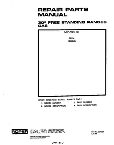 Front Cover Diagram and Parts List for 1276*0A  Roper Range