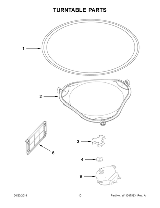 Turntable Parts Diagram and Parts List for YWMH54521JV0  Whirlpool Microwave