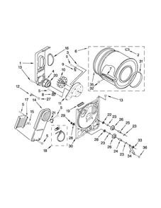 Bulkhead Parts Diagram and Parts List for 1106072011  Kenmore Dryer