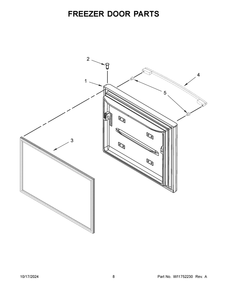 05 - Freezer Door Parts Diagram and Parts List for WRFA60SFHZ05  Whirlpool Refrigerator