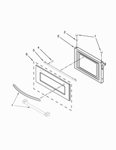 Microwave Door Parts Diagram and Parts List for KEMS309BSP01  KitchenAid Microwave