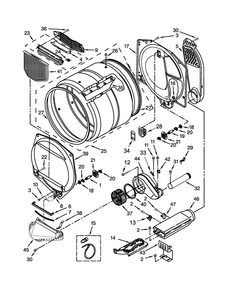 Bulkhead Parts Diagram and Parts List for 4KWED4900BW1  Whirlpool Dryer
