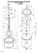 AGITATOR, BASKET AND TUB PARTS Diagram and Parts List for 7MLSQ8000PW1  Whirlpool Washer
