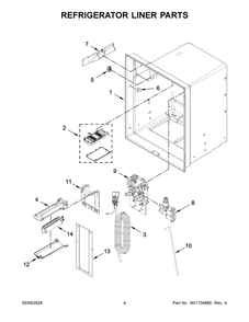 Refrigerator Liner Parts Diagram and Parts List for WRX735SDHV10  Whirlpool Refrigerator