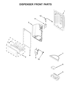 Dispenser Front Parts Diagram and Parts List for WRV986FDEM00  Whirlpool Refrigerator