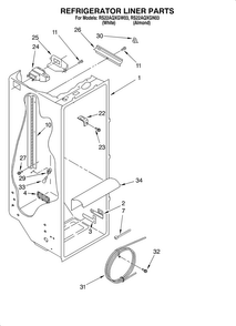 Refrigerator Liner Diagram and Parts List for RS22AQXGN03  Roper Refrigerator