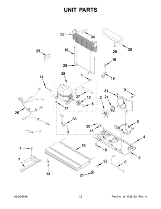 Unit Parts Diagram and Parts List for WRF532SMHW01  Whirlpool Refrigerator