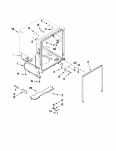 Tub And Frame Parts Diagram and Parts List for 66513023K113  Kenmore Dishwasher