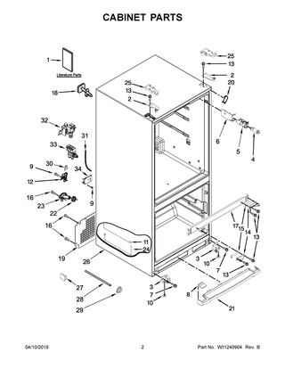Cabinet Parts Diagram and Parts List for WRF560SEHV00  Whirlpool Refrigerator