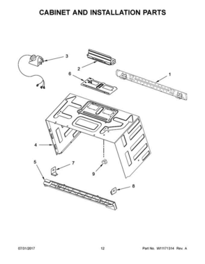 07 - Cabinet And Installation Parts Diagram and Parts List for WMH73521CS6  Whirlpool Microwave Oven Combo