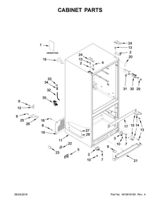 Cabinet Parts Diagram and Parts List for IX5BBEXDS01  Whirlpool Refrigerator
