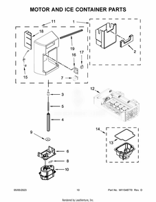 Motor And Ice Container Parts Diagram and Parts List for WRS588FIHB04  Whirlpool Refrigerator