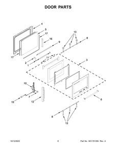 Door Parts Diagram and Parts List for KSGB900ESS9  KitchenAid Range