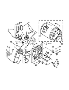 Bulkhead Parts Diagram and Parts List for 4GWED4750YQ2  Whirlpool Dryer