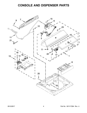 03 - CONSOLE AND DISPENSER PARTS Diagram and Parts List for MVWB835DC2  Whirlpool Washer