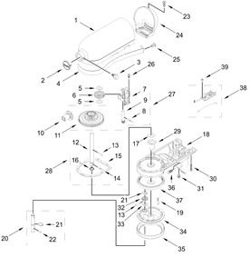 Case, Gearing And Planetary Unit Parts Diagram and Parts List for 5KSM150PSPPT5 5KSM150PSPAC5-5KSM150PSPBM5-5KSM150PSPDR5 Whirlpool Mixer