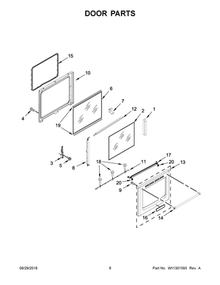 Door Parts Diagram and Parts List for KFEG500EBS3  Whirlpool Range