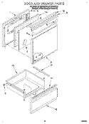 DOOR AND DRAWER Diagram and Parts List for RF362BBDQ0  Whirlpool Range