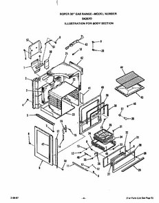 Body Section Diagram and Parts List for S4257*0  Roper Range