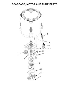 Gearcase, Motor And Pump Parts Diagram and Parts List for 3LWTW4815FW0  Whirlpool Washer
