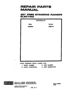 Cover Page Diagram and Parts List for 2326*0A  Roper Range