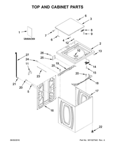 Top And Cabinet Parts Diagram and Parts List for WTW4715EW2  Whirlpool Washer