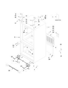 Cabinet Parts Diagram and Parts List for KRFC302ESS00  KitchenAid Refrigerator