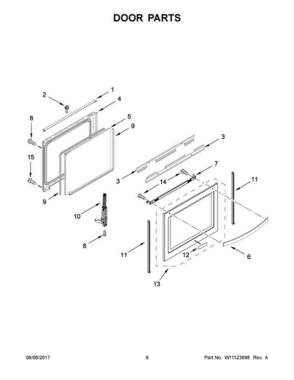 05 - Door Parts Diagram and Parts List for WEG750H0HV0  Whirlpool Range