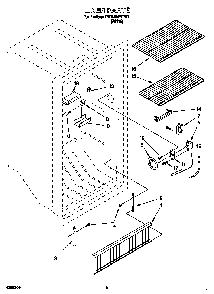 Liner Diagram and Parts List for EV150NXEW1  Whirlpool Freezer