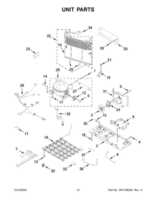 Unit Parts Diagram and Parts List for WRF535SWHW09  Whirlpool Refrigerator