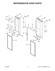Refrigerator Door Parts Diagram and Parts List for MFF2258FEZ06  Whirlpool Refrigerator