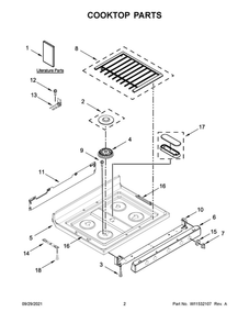 Cooktop Parts Diagram and Parts List for WFG770H0FZ2  Whirlpool Range