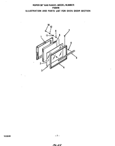 Oven Door Diagram and Parts List for F4357*0  Roper Range