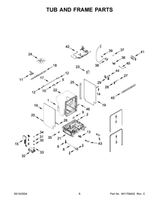 Tub And Frame Parts Diagram and Parts List for WDT550SAPW0  Whirlpool Dishwasher