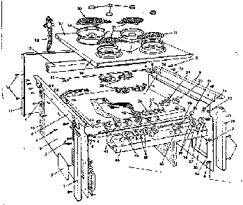 Top Section And Outer Body Diagram and Parts List for 1554507011  Kenmore Range