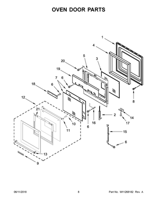 Oven Door Parts Diagram and Parts List for KOSC504ESS01  Whirlpool Wall Oven