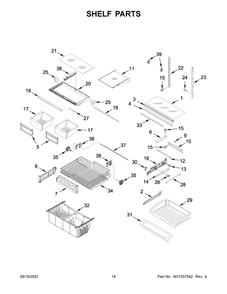 Shelf Parts Diagram and Parts List for WRF532SNHV03  Whirlpool Refrigerator