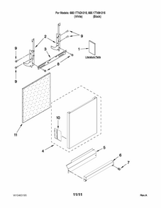 Door And Panel Parts Diagram and Parts List for 66517742K015  Kenmore Dishwasher