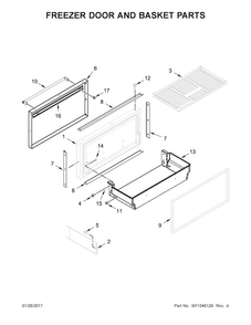 Freezer Door And Basket Parts Diagram and Parts List for KBFN406ESS01  KitchenAid Refrigerator