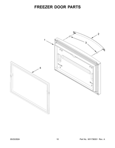 Freezer Door Parts Diagram and Parts List for WRF540CWHB10  Whirlpool Refrigerator