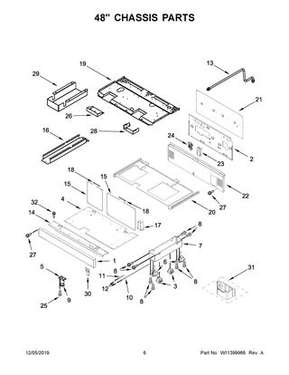 48" Chassis Parts Diagram and Parts List for KFDC558JSC00  Whirlpool Range