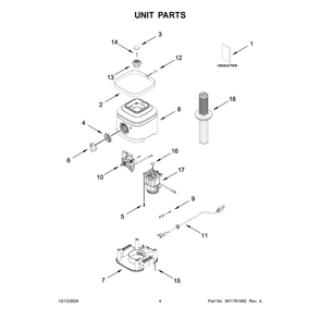 Unit Parts Diagram and Parts List for 5KSB4028ADR1  KitchenAid Blender