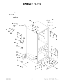 02 - Cabinet Parts Diagram and Parts List for MFW2055FRZ06  Whirlpool Refrigerator
