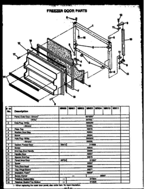 03 - Fz Door Parts Diagram and Parts List for GFS187 MN01 Whirlpool Refrigerator