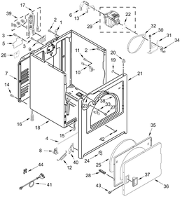 Cabinet Parts Diagram and Parts List for YMED4005SW0  Whirlpool Dryer
