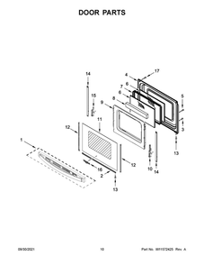 Door Parts Diagram and Parts List for WFG515S0JB2  Whirlpool Range